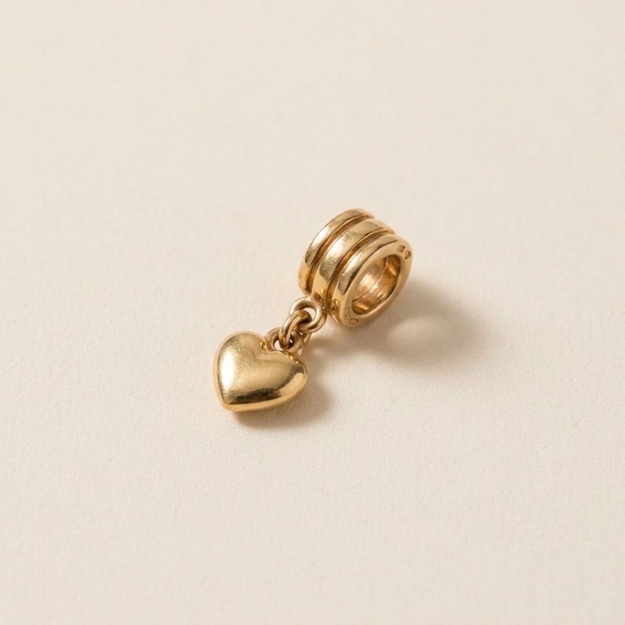 14K Gold Hanging Heart Charm