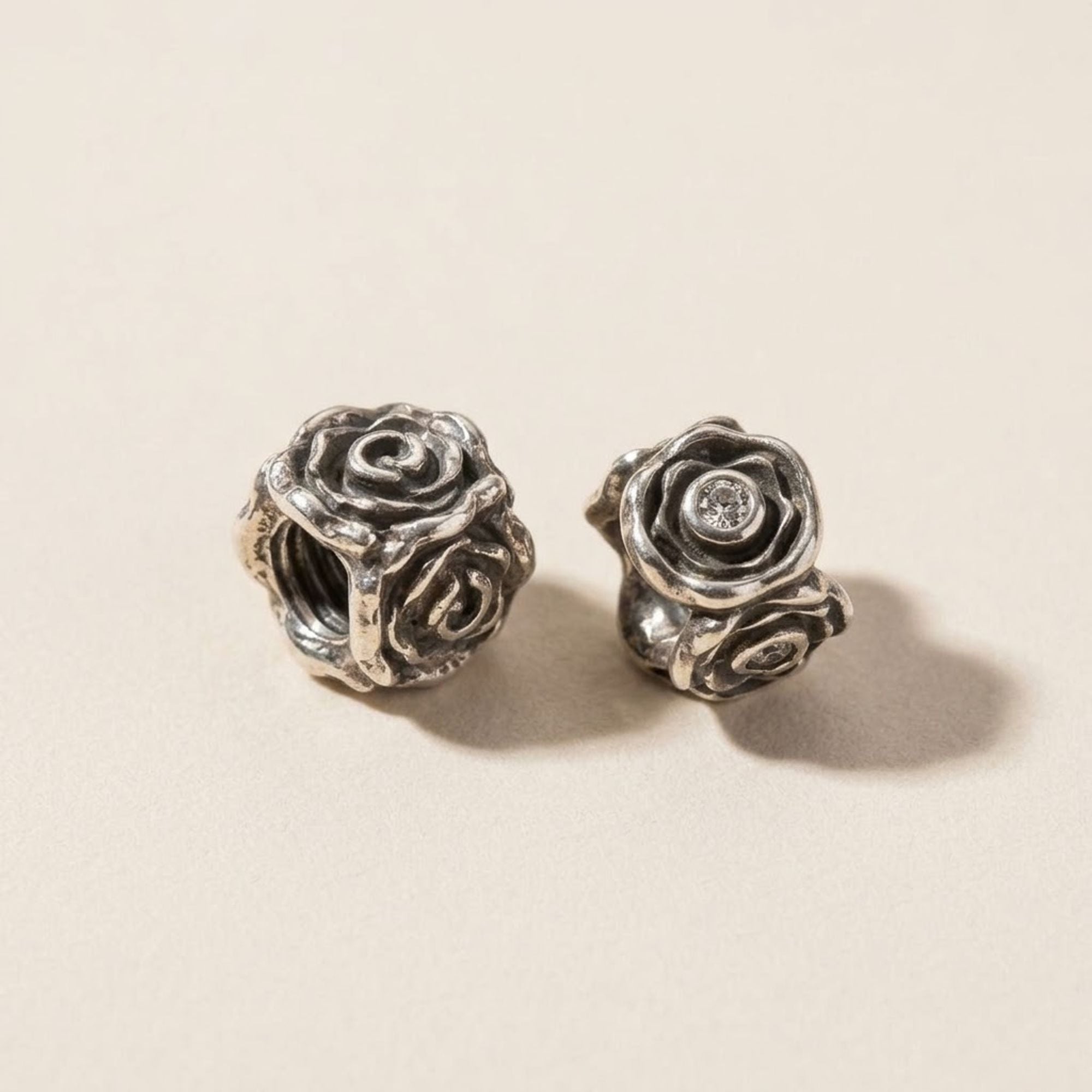 Sterling Silver Charm rose Zirkonia 2 Stück